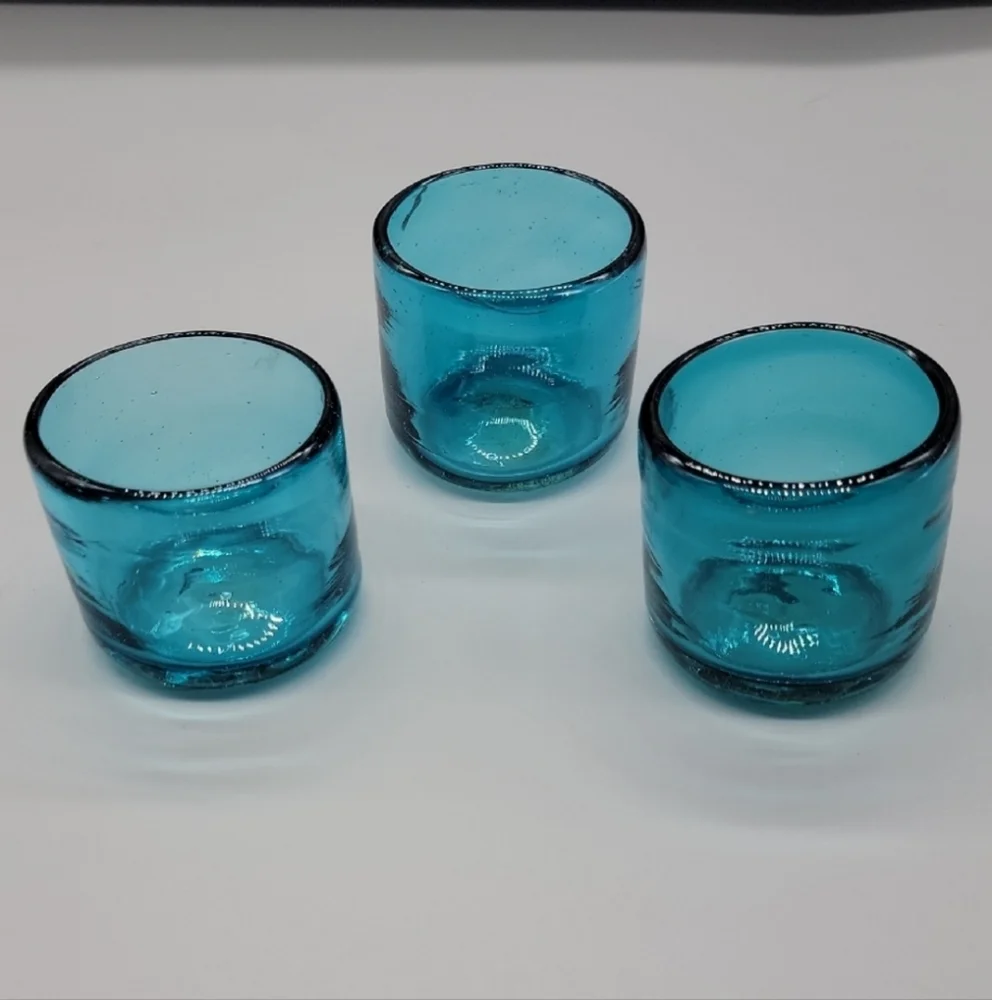 Hand Blown Glass Votive And Glass Bead Napkin Rings